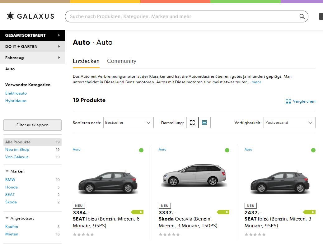 Galaxus verkauft neu auch Autos