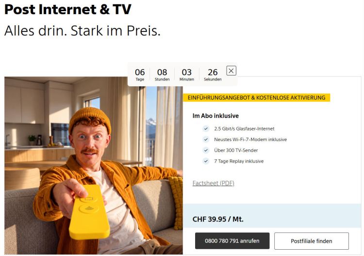 Post bietet neu Internet und TV