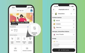 Twint integriert Einkaufslisten in die App